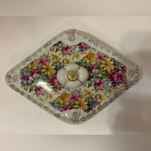 Vintage Tilso diamond shaped porcelain trinket box
